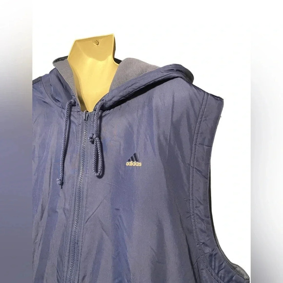 Men’s Adidas Reversible Full Zip Hooded Vest Blue - Picture 3 of 9